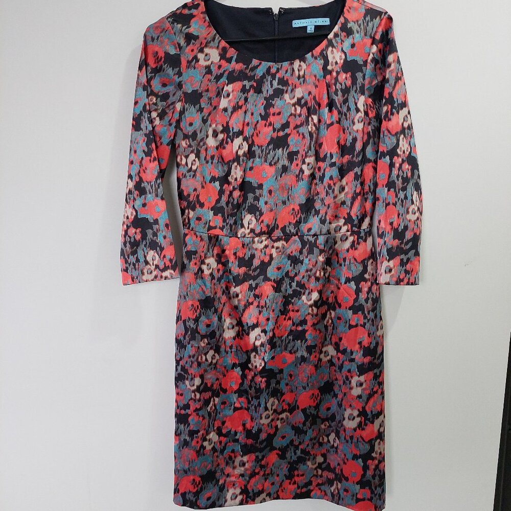 Antonio Melani three-quarter sleeve abstract floral print sheath dress Size 6